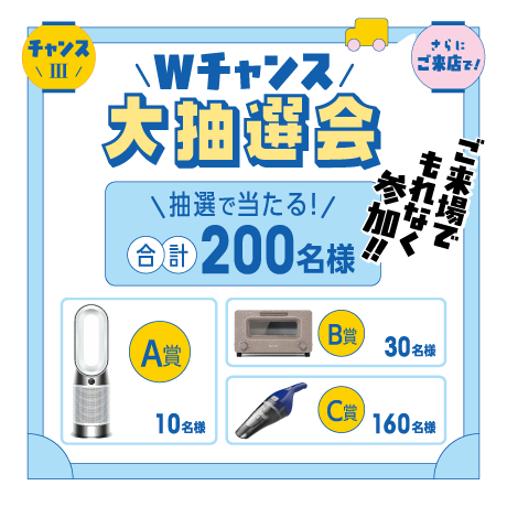抽選で当たるチャンス「Wチャンス大抽選会」
