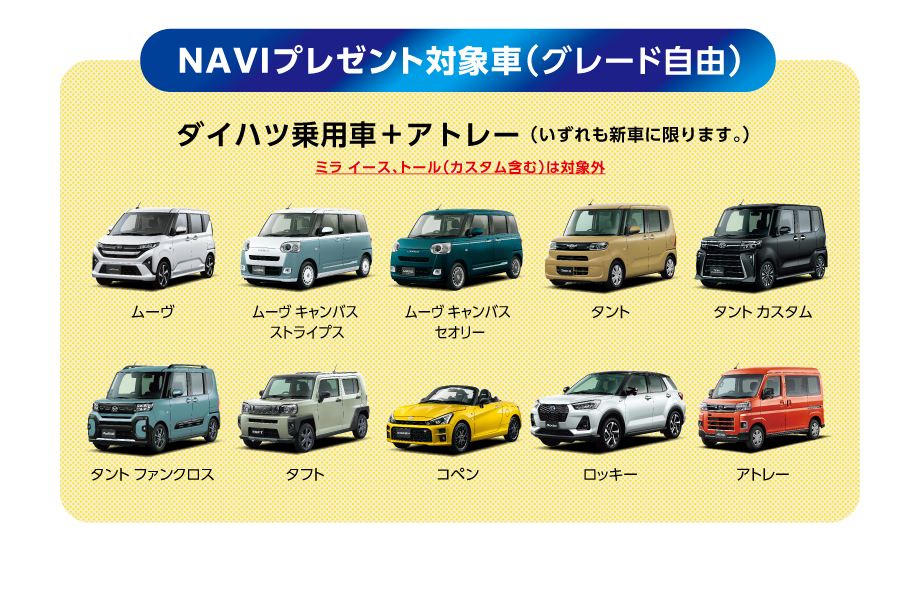 タントシリーズ、キャンバス、タフト、ムーヴ、アトレー、ロッキー、コペン対象!!