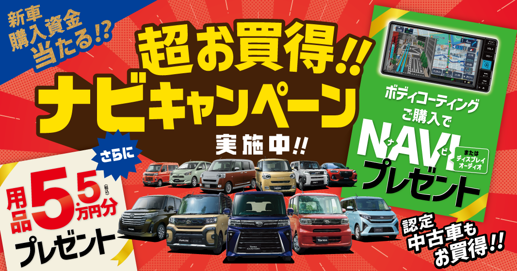 超お買得!!コーティング購入でナビプレ|さらに用品5.5万円分も!!